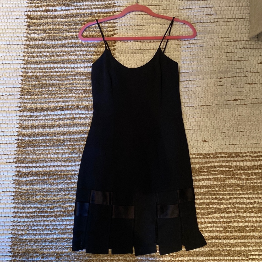 Black fringe bottom mini dress